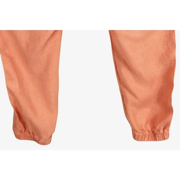 Athleta Cabo Linen Jogger‎ Pants size 4 Orange Peach zip pockets drawstring - Picture 7 of 12